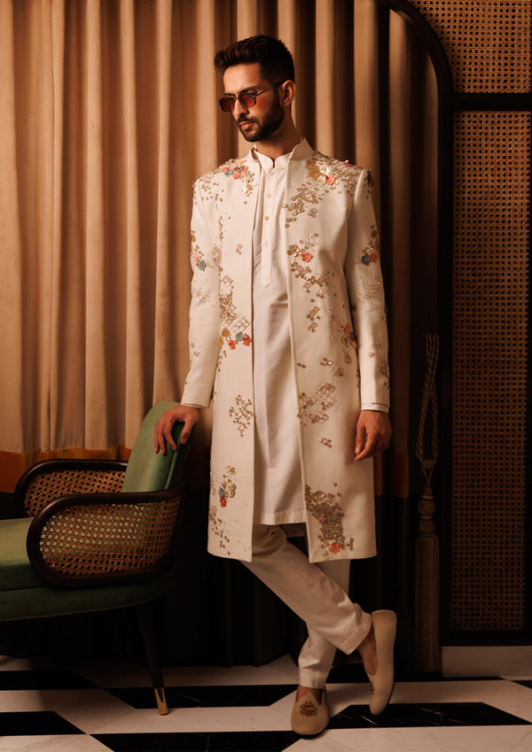 Avneesh Ivory Sherwani Set