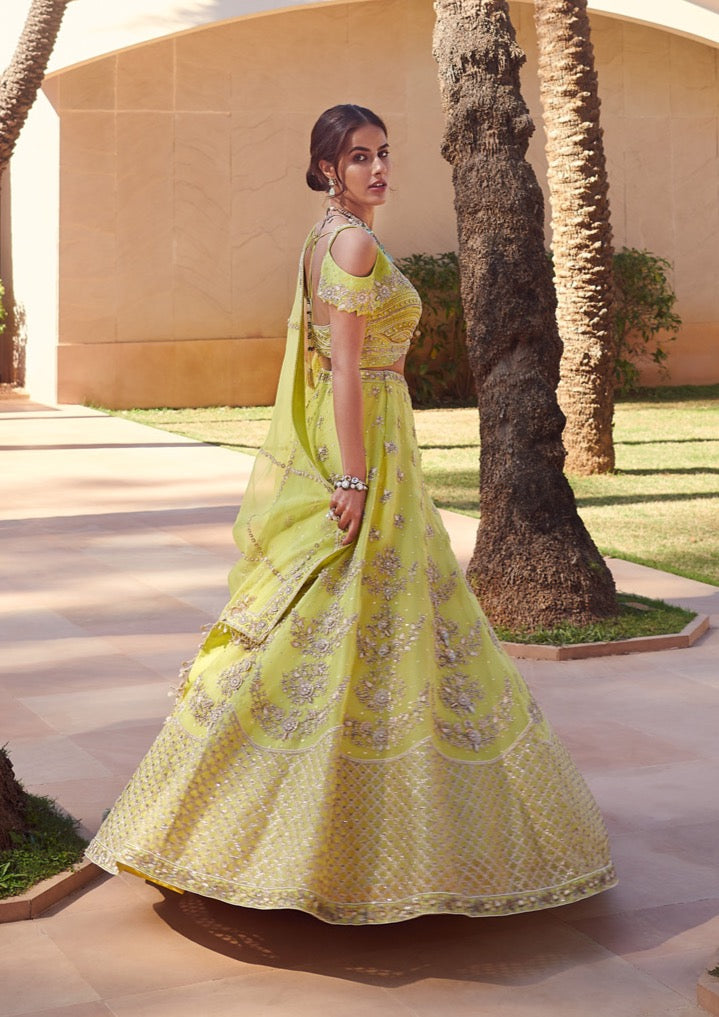 Mehndi Function Bridal Lehenga Set at Sahil Kochhar Shop 2023 Mehndi Function Bridal Lehenga Set at Sahil Kochhar Shop 2023