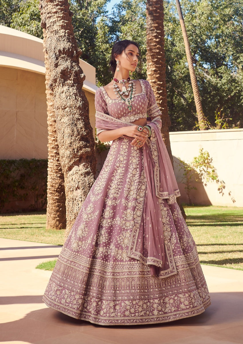 Latest Lehenga Designs for Engagement Blue with Pink Colour