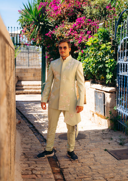 Luxury Designer Modern Bandhgala Suit for Men at Sahil Kochhar